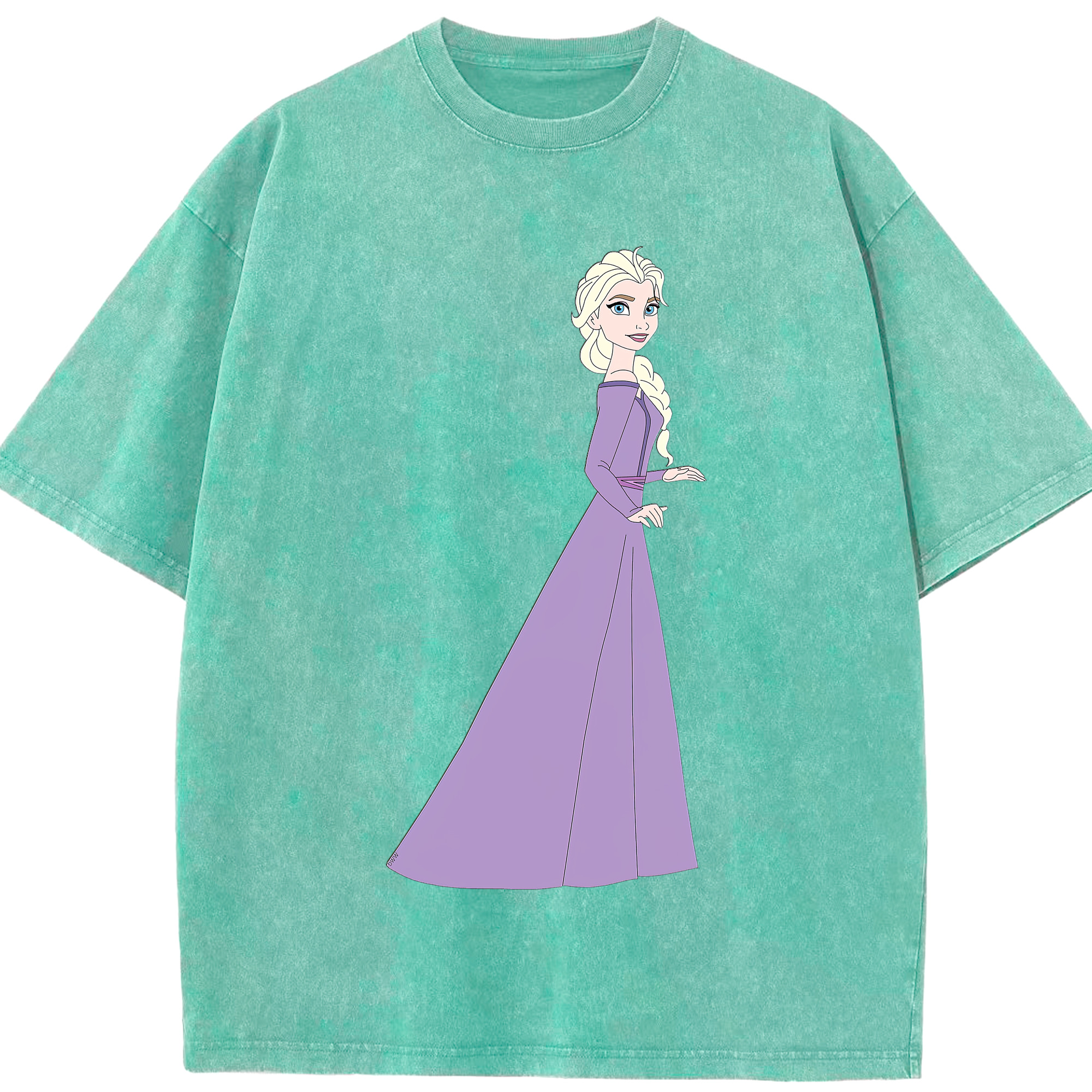 （画像用） アナと雪の女王 アンナ エルサ Frozen Anna Elsa 綿100% ヴィンテージ風 半袖Tシャツ（フロントプリント）